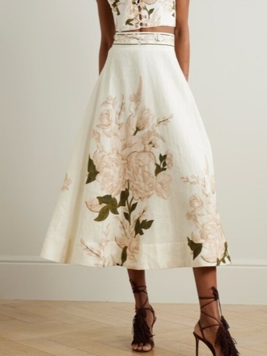 Agua by Agua Bendita Dresses & Skirts - Agua by Agua Bendita Bergamota Gardenia floral-print linen midi skirt